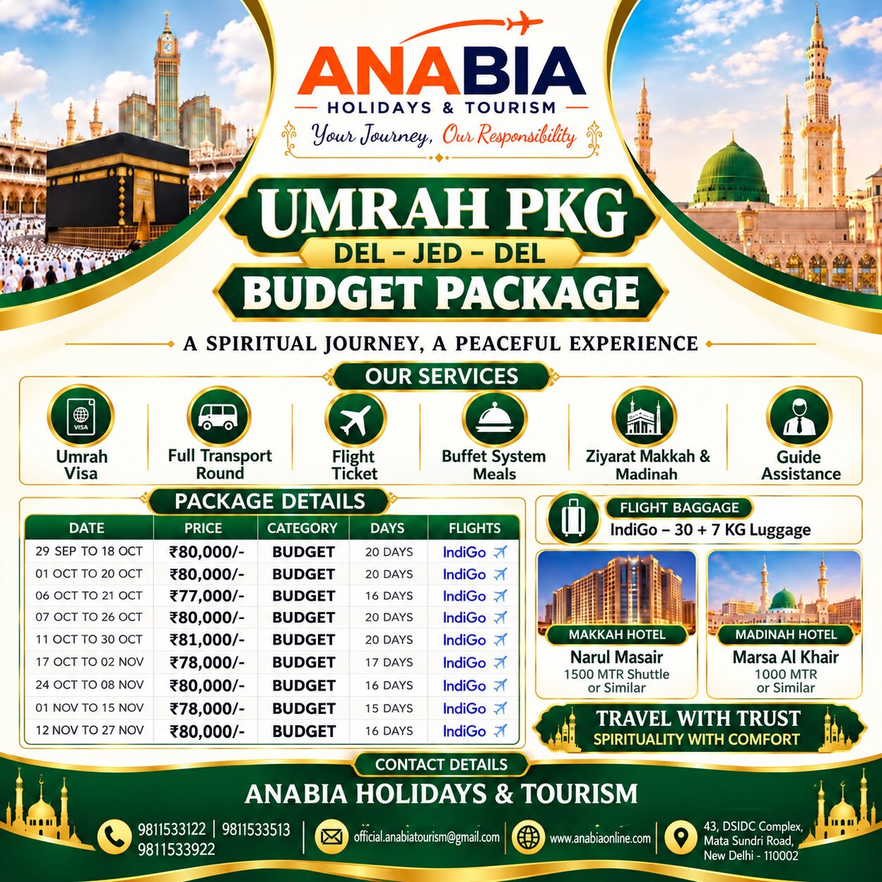 Delhi Budget Umrah · IndiGo brochure