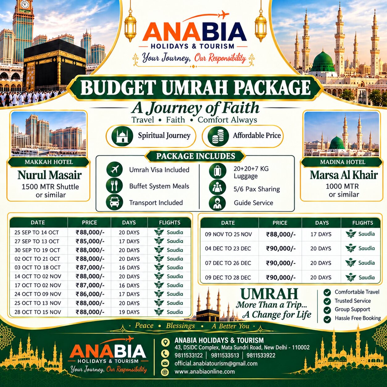 Delhi Budget Umrah · Saudia brochure