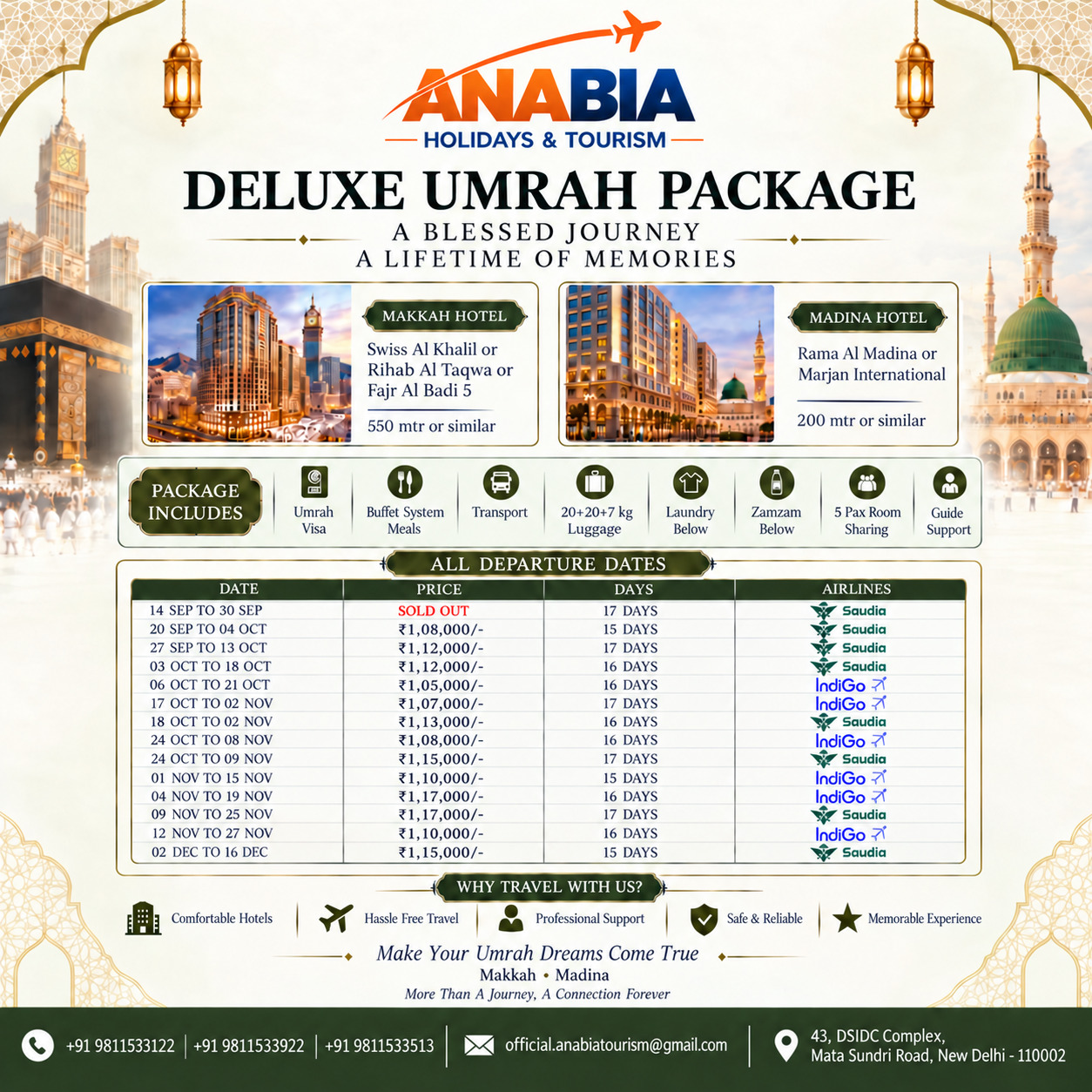 Delhi Deluxe Umrah brochure