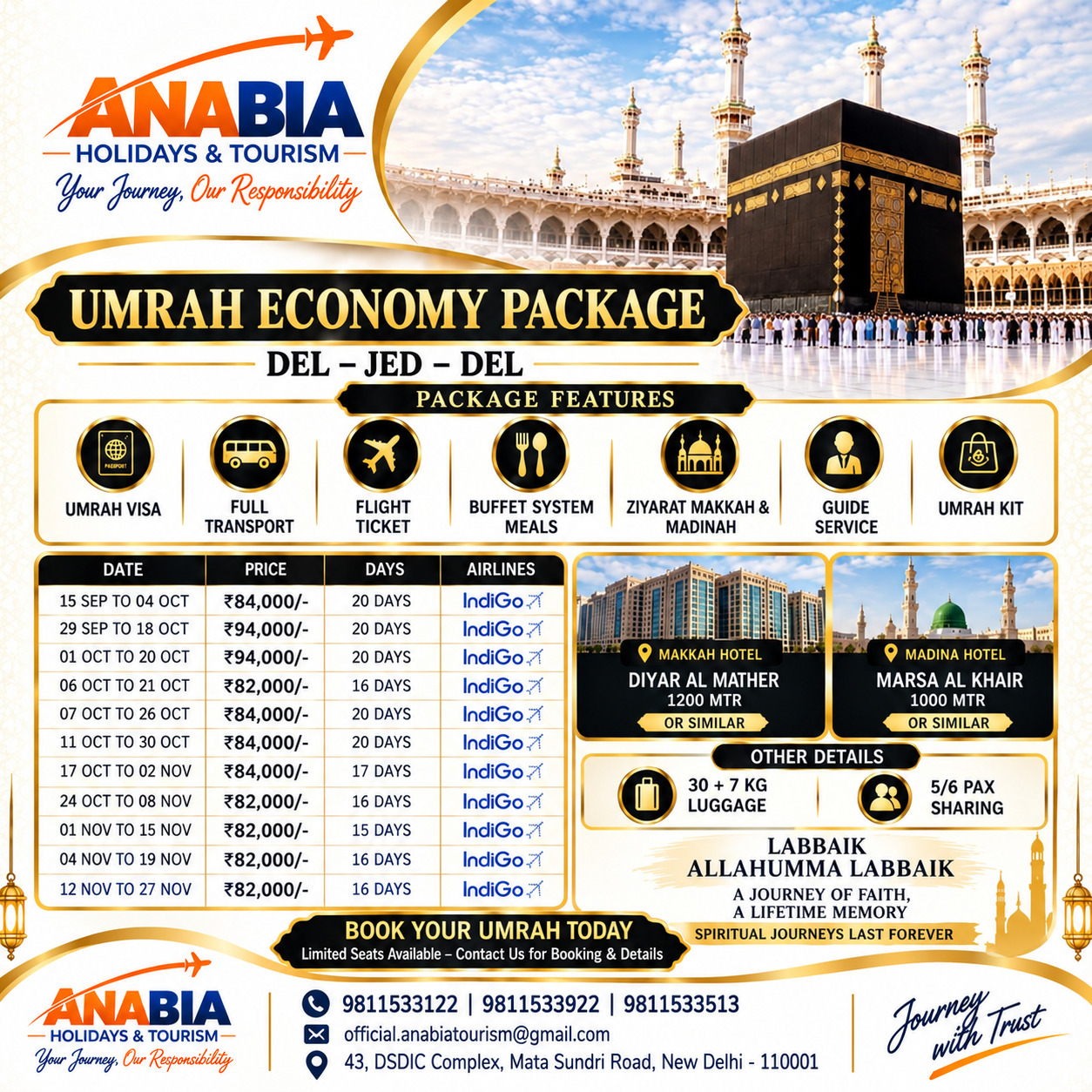 Delhi Economy Umrah · IndiGo brochure